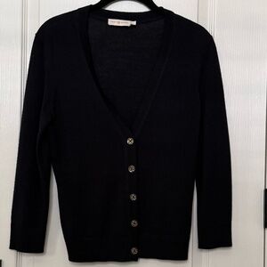 Tory Burch, Celeste Merino Wool Cardigan, Navy, Size S